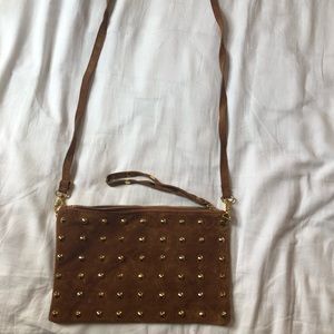 Suede crossbody bag or clutch/wristlet